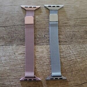 2 Bands 42/44/45mm M/L Rose and Silver Magnetic Closure